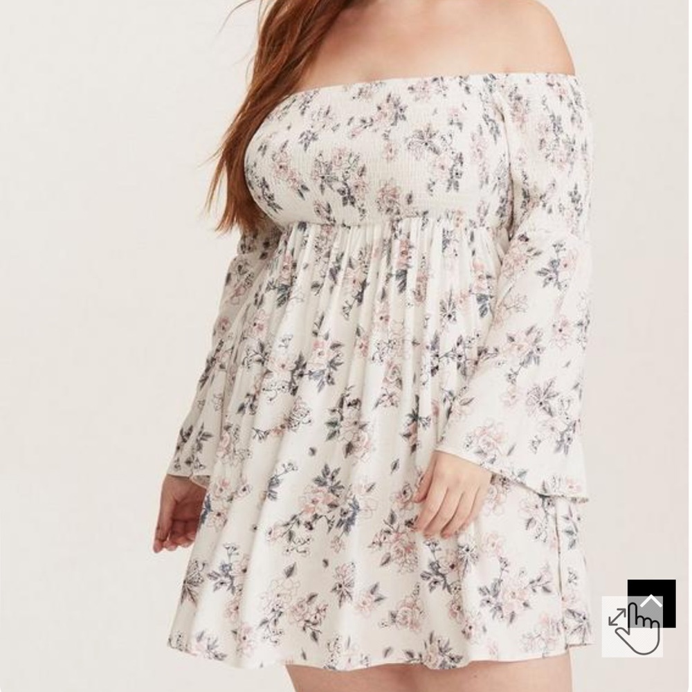 Torrid Mini Challis Off-Shoulder Skater Dress